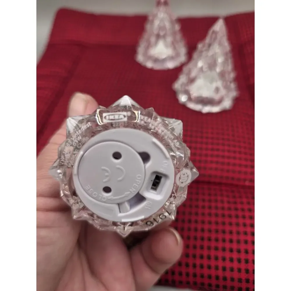 IKEA Vinterfest LED Light Up Clear Acrylic Christmas Tree Figurines Lot of 3